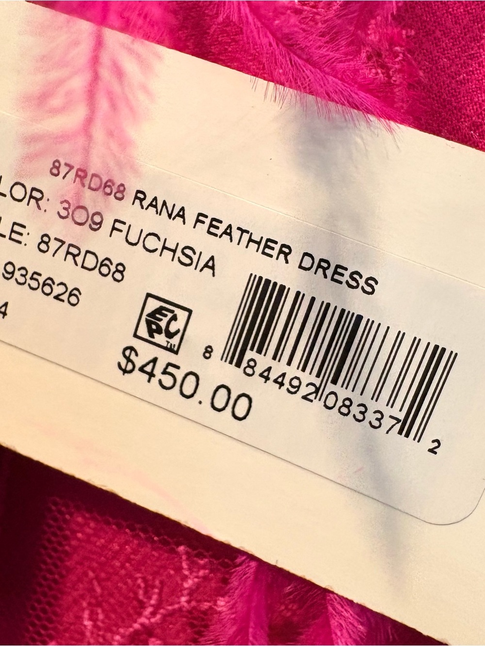 Milly Vibrant Fuchsia Feathered Mini Dress NWT - Picture 10 of 13